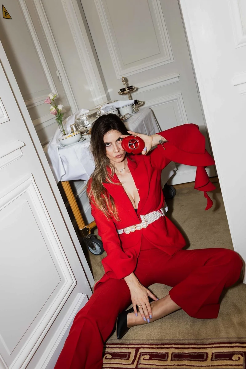 Ensemble Capucine smocking rouge