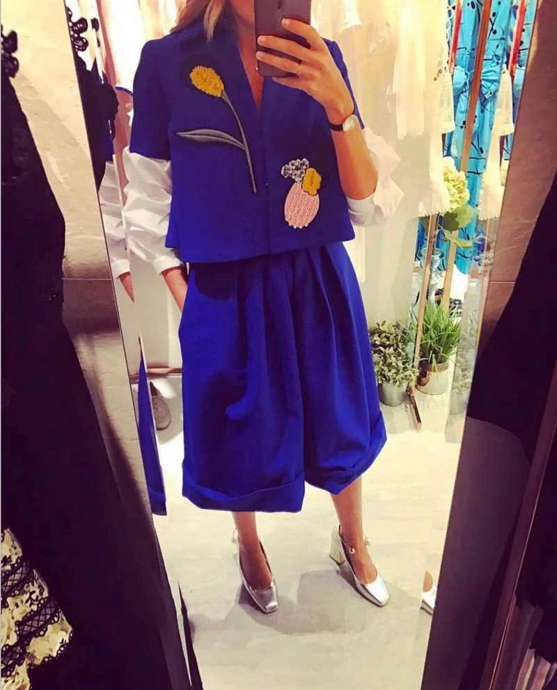 Ensemble Seoul bermuda bleu électrique