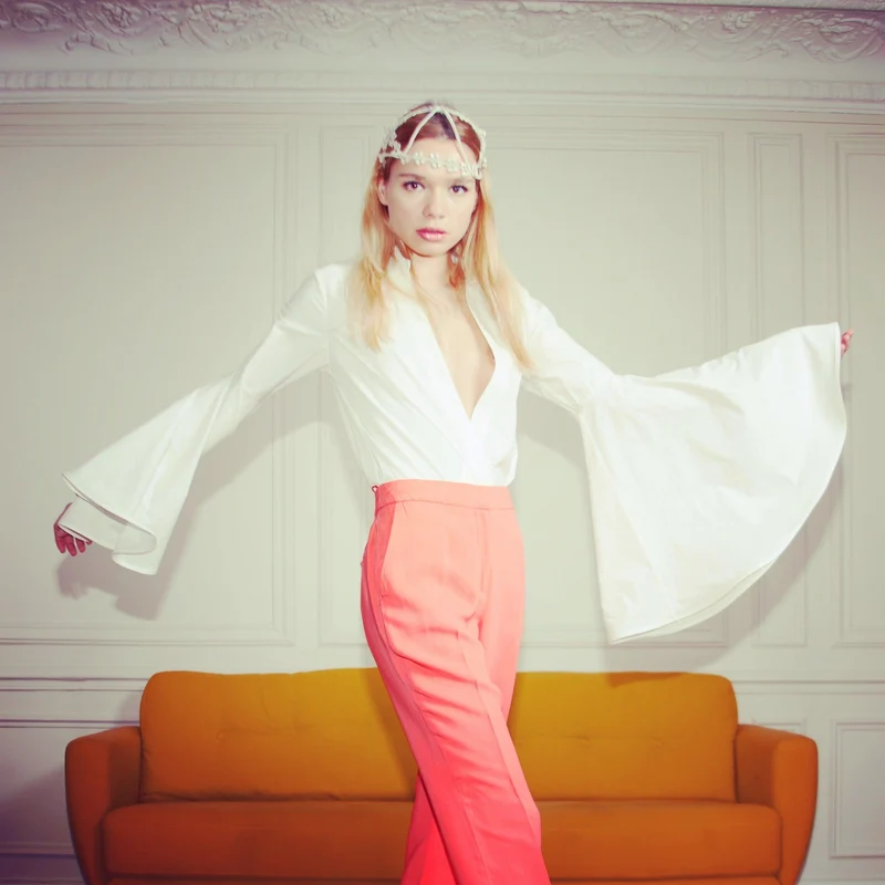 Pantalon Mc Cartney droit en crêpe orange