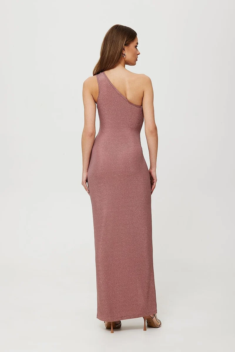 Robe de soirée longue fendue scintillante