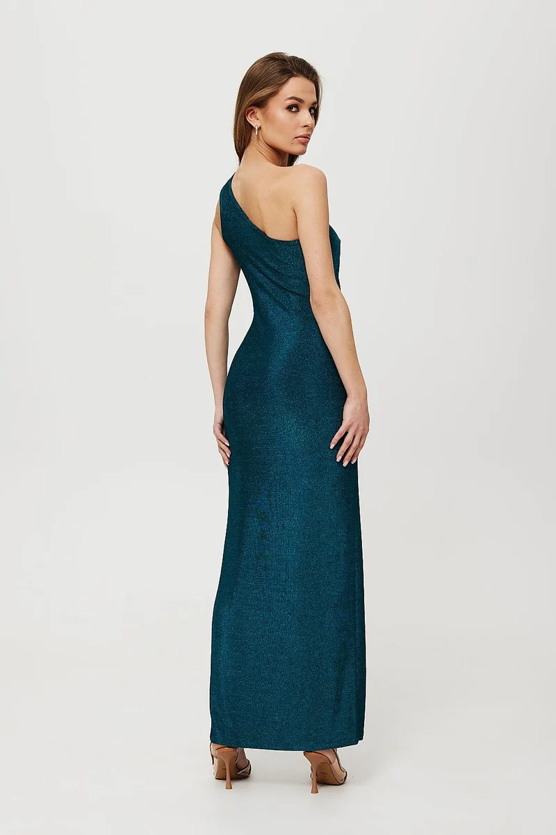Robe de soirée longue fendue scintillante