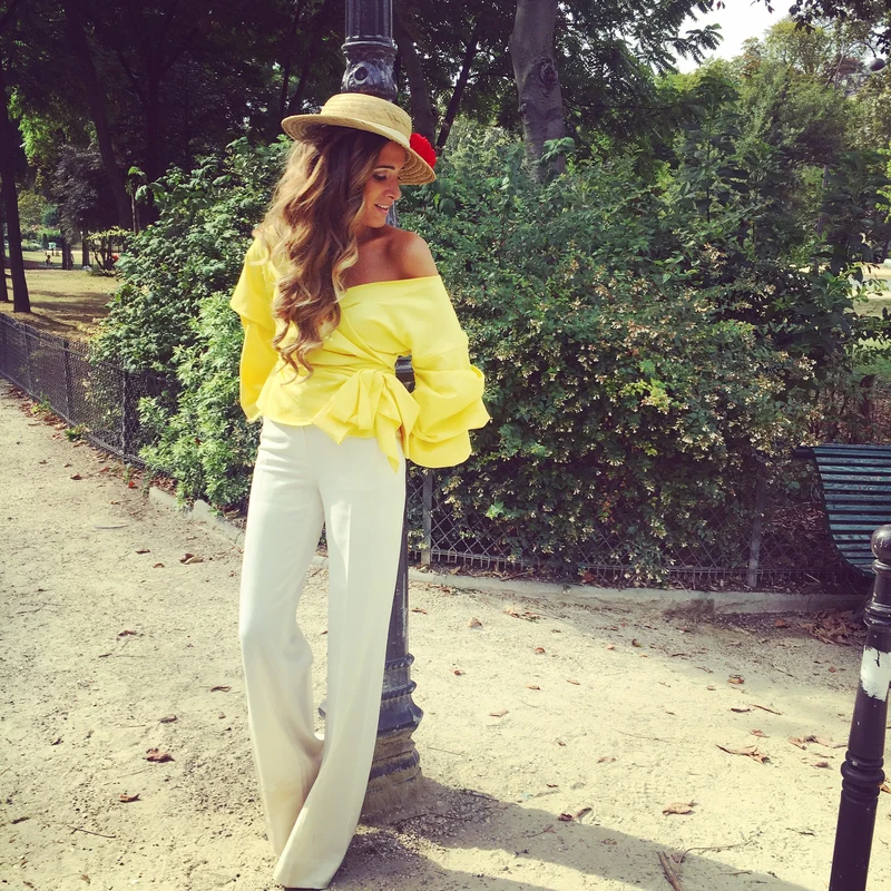 Blouse cache-cœur en popeline de coton jaune