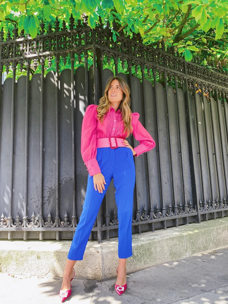 Chemisier en organza de soie Fuchsia