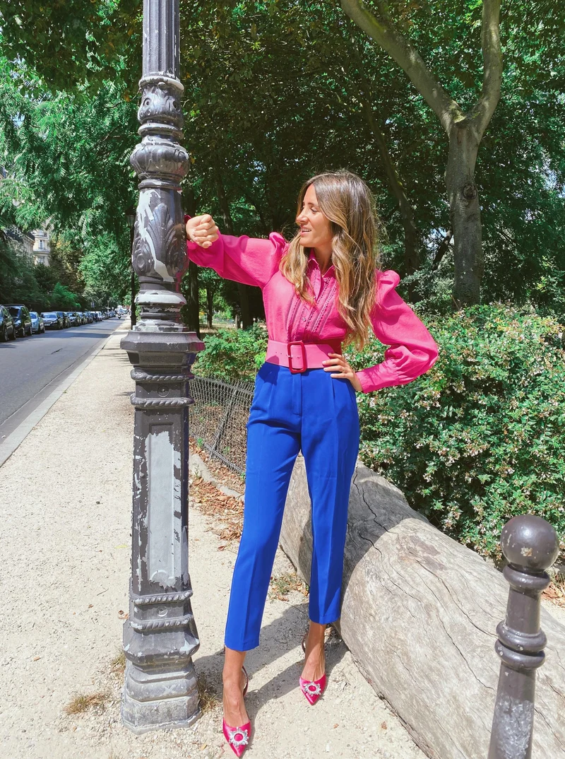Chemisier en organza de soie Fuchsia
