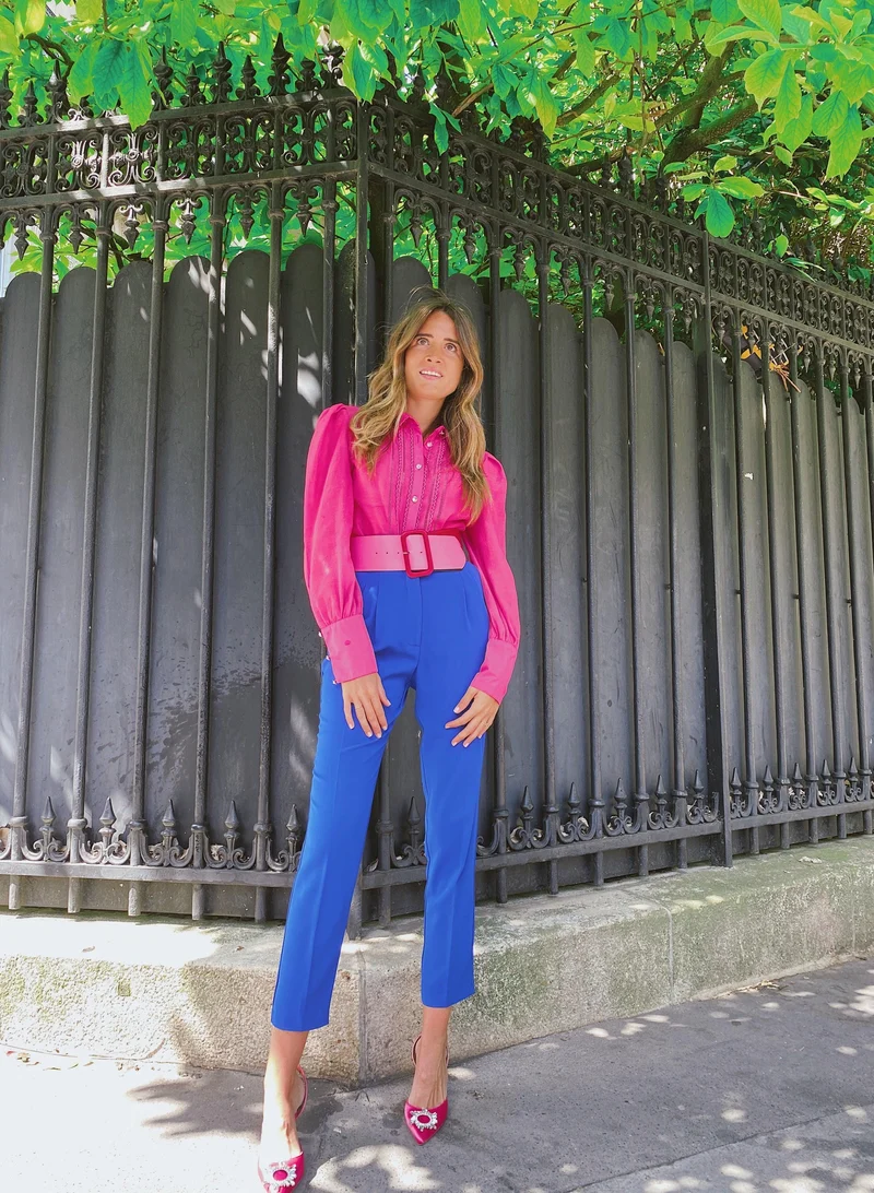Chemisier en organza de soie Fuchsia