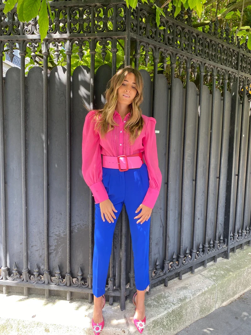 Chemisier en organza de soie Fuchsia