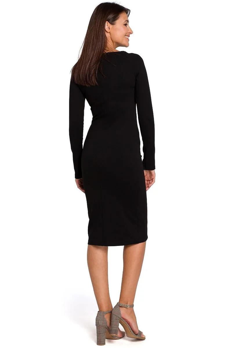 Robe midi moulante manches longues