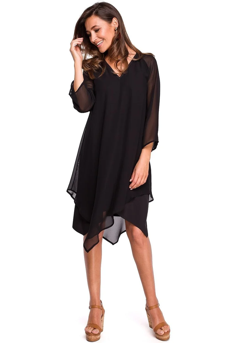 Robe de soirée noire asymétrique