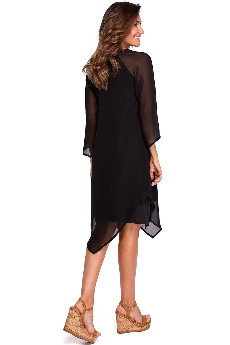 Robe de soirée noire asymétrique