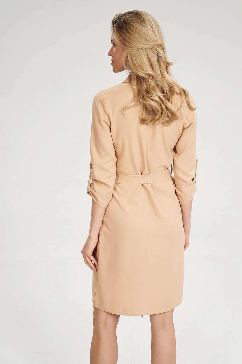 Robe chemise bleue manches longues