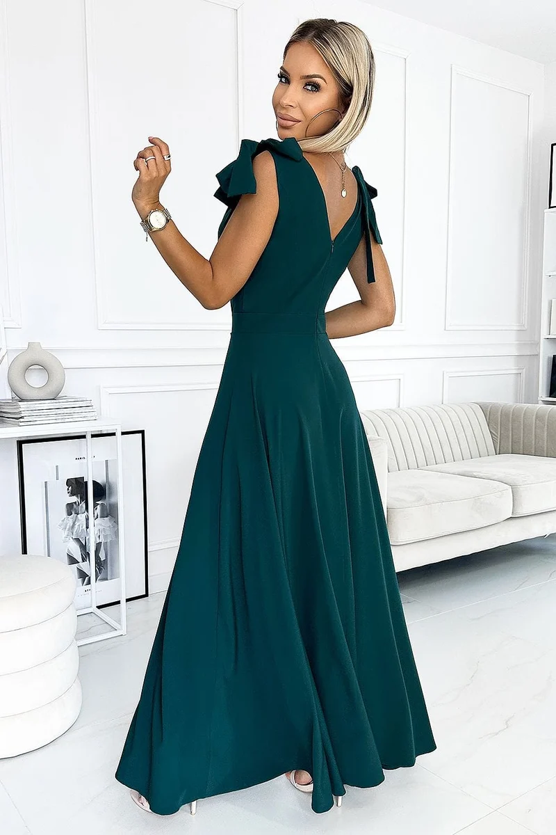 Robe de soirée verte longue chic
