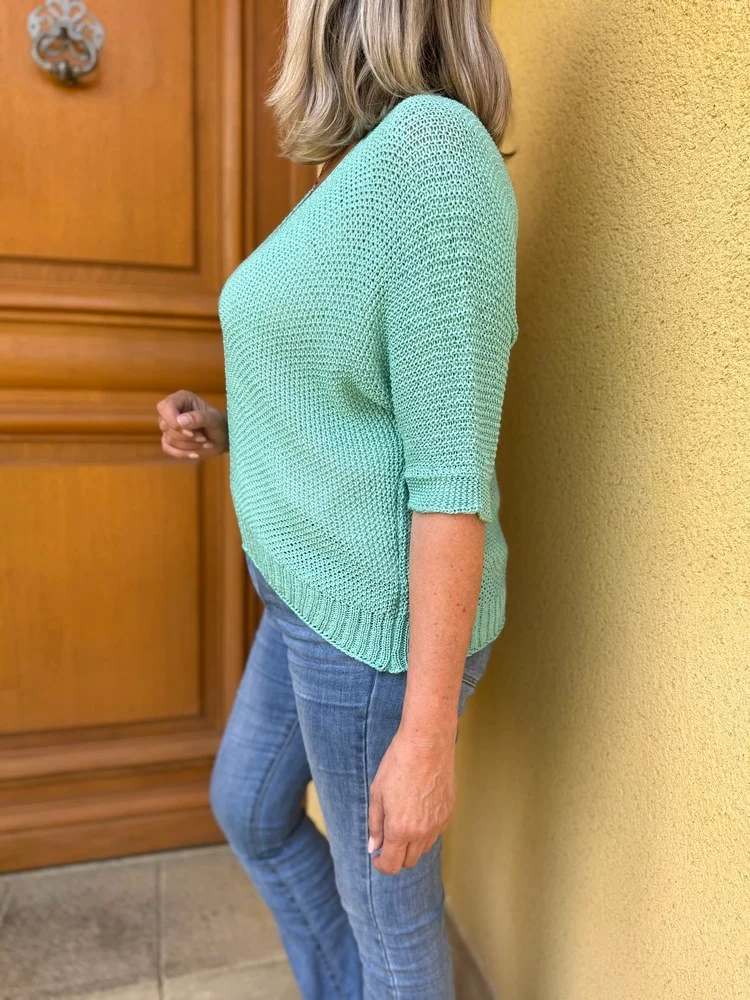 Pull ajouré Mathéo vert d'eau