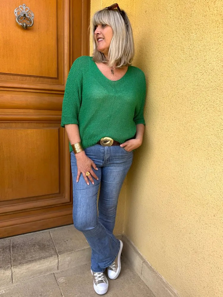 Pull ajouré Mathéo vert brésil