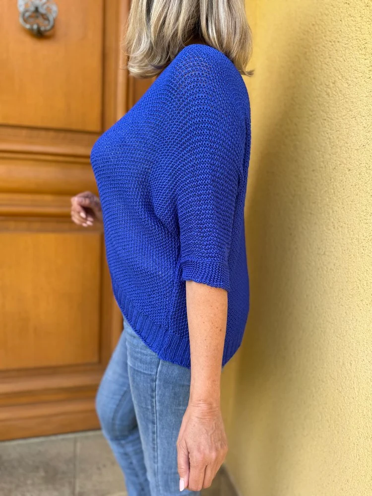 Pull ajouré Mathéo bleu roi