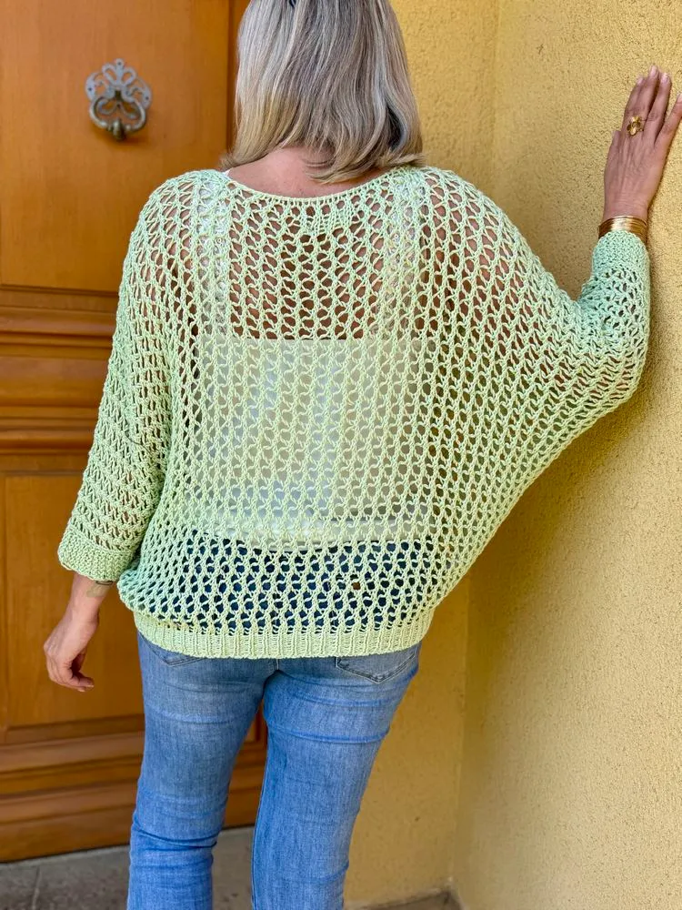 Pull ajouré Antonio vert