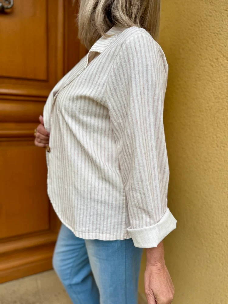 Veste tailleur coton et lin Alina beige