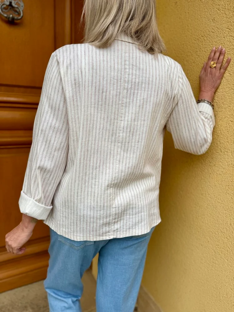 Veste tailleur coton et lin Alina beige