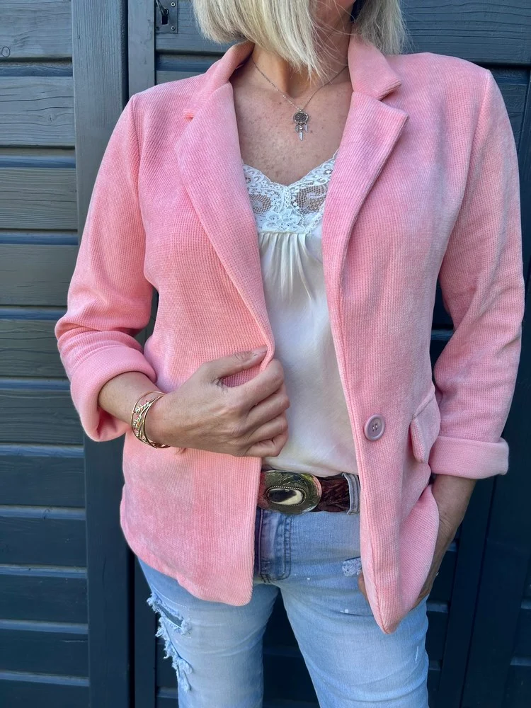 Veste tailleur en velours Sandra rose