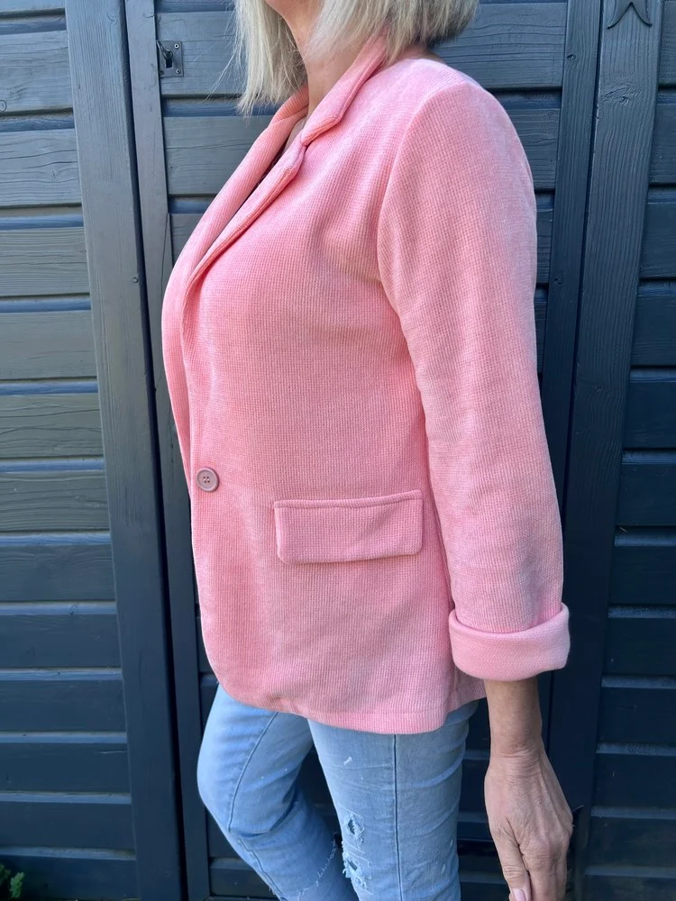 Veste tailleur en velours Sandra rose