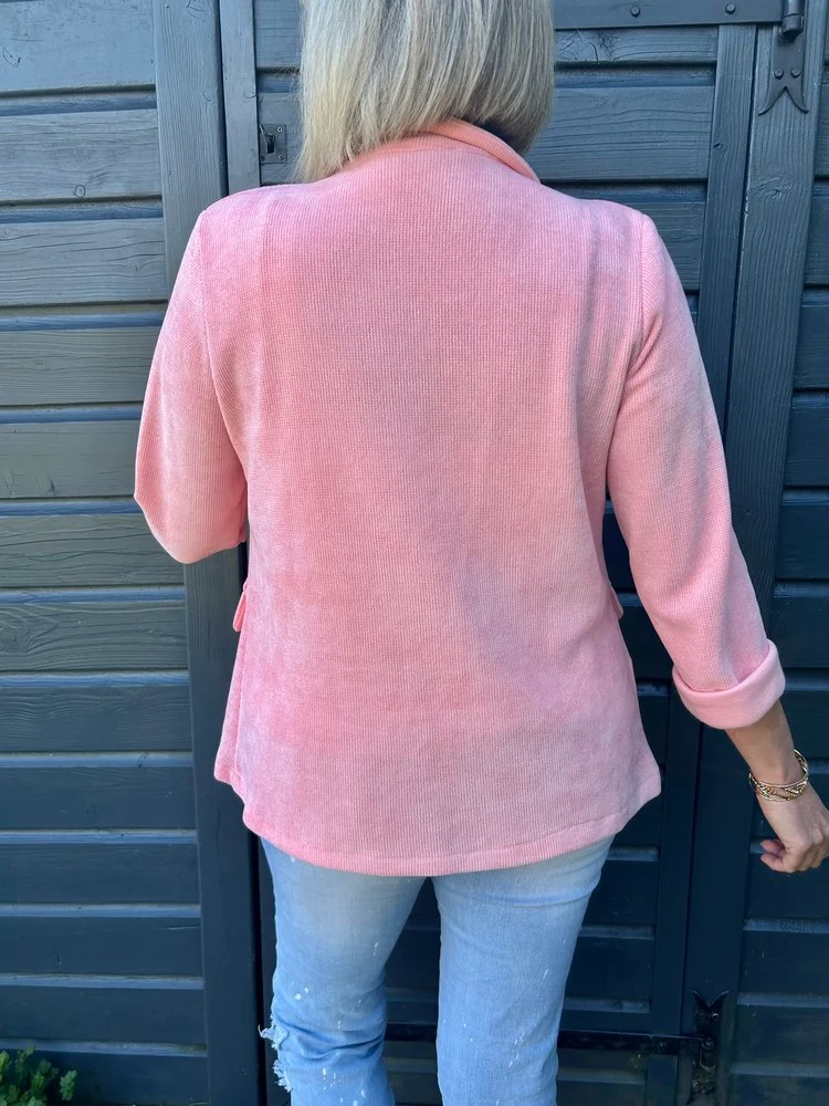 Veste tailleur en velours Sandra rose