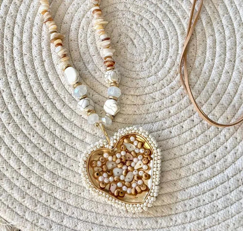 Collier Coeur et perles