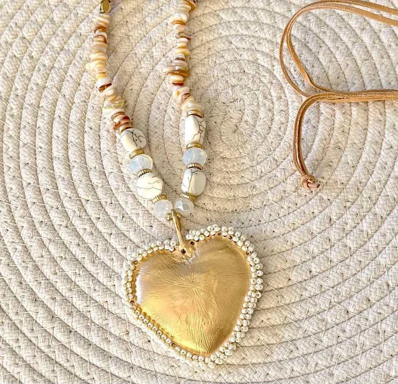 Collier Coeur et perles