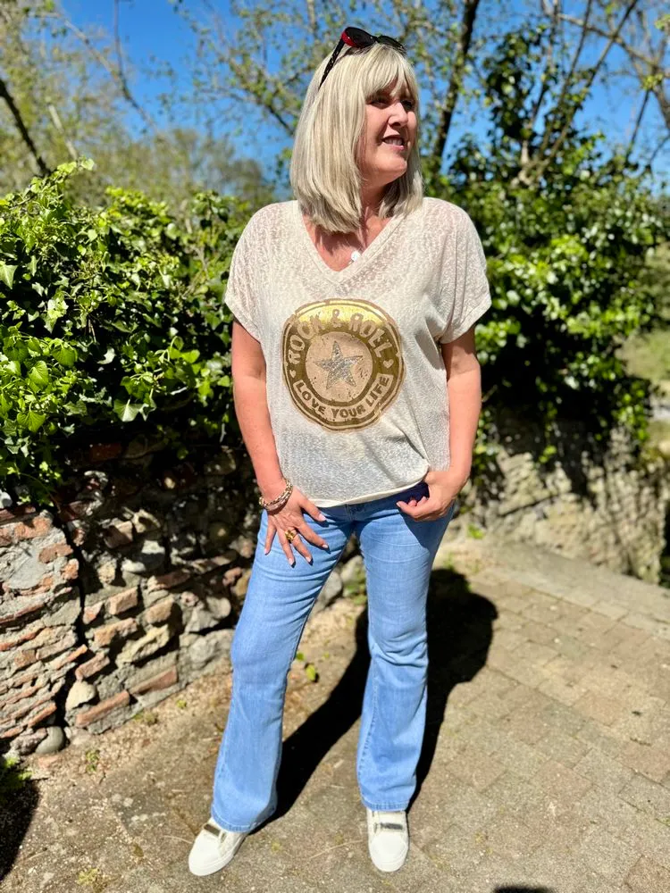 Teeshirt Love your Life beige