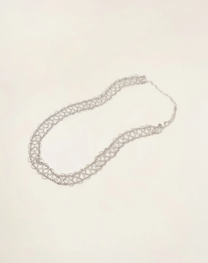 Ceinture en cotte de mailles métallique plaquée argent
