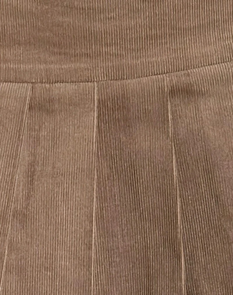 Minijupe plissée Casna, Baby Cord Walnut Brown
