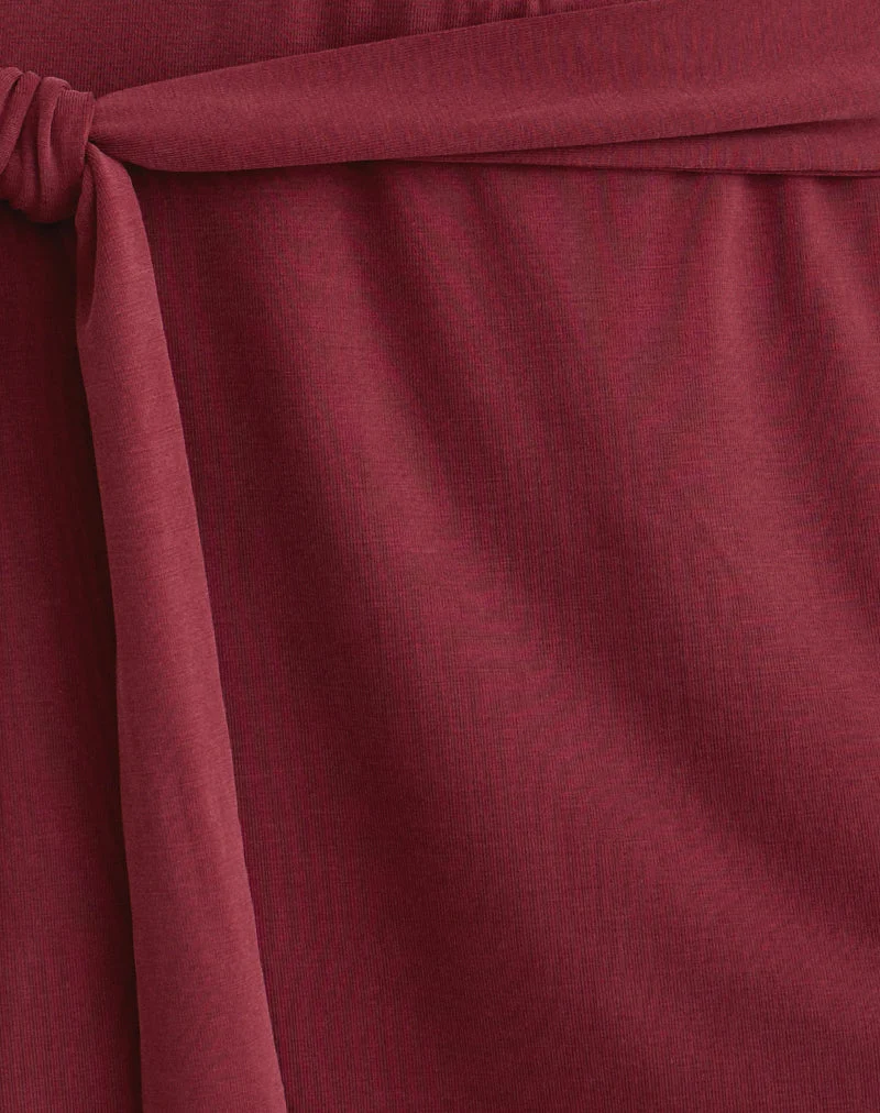 Mini-jupe Grecia Tie en cupro bordeaux