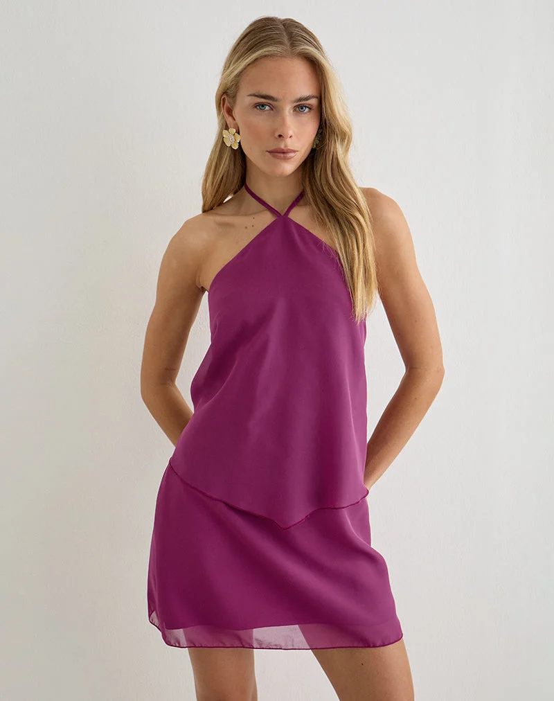 Mini-robe Milaya en mousseline couleur baie