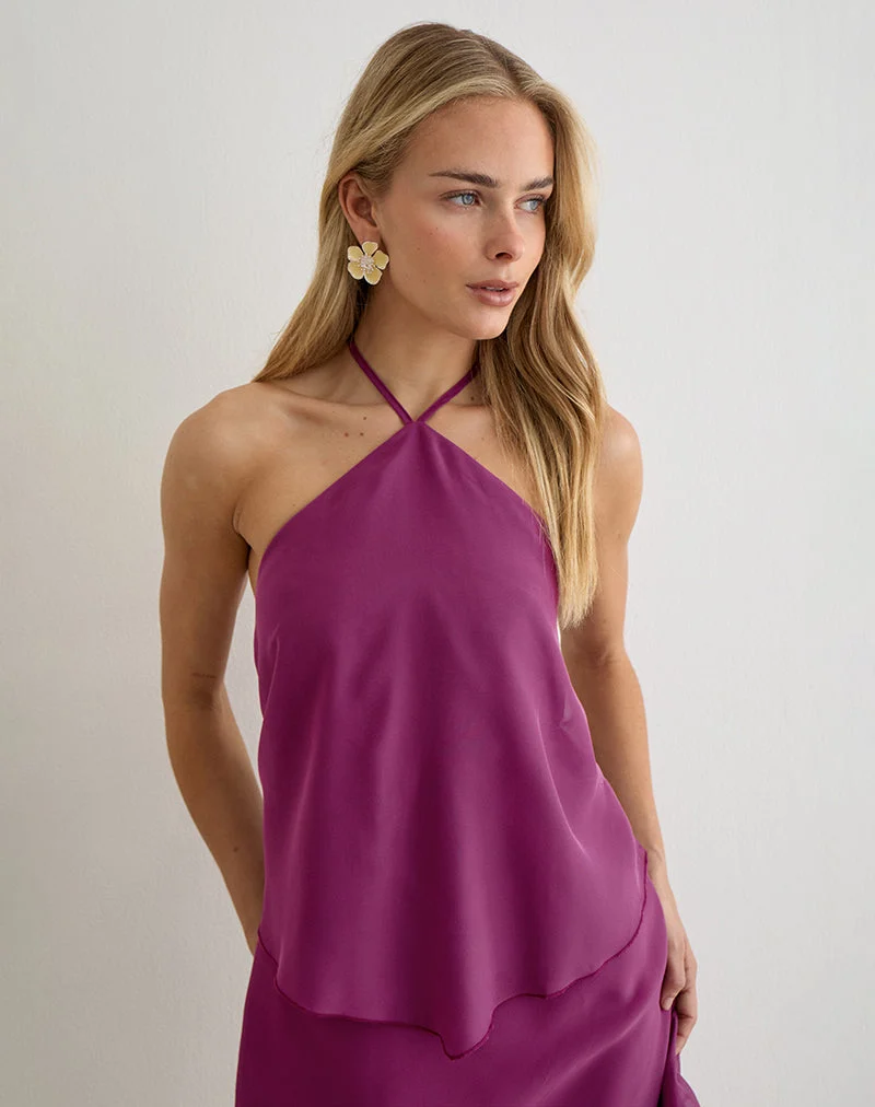 Mini-robe Milaya en mousseline couleur baie
