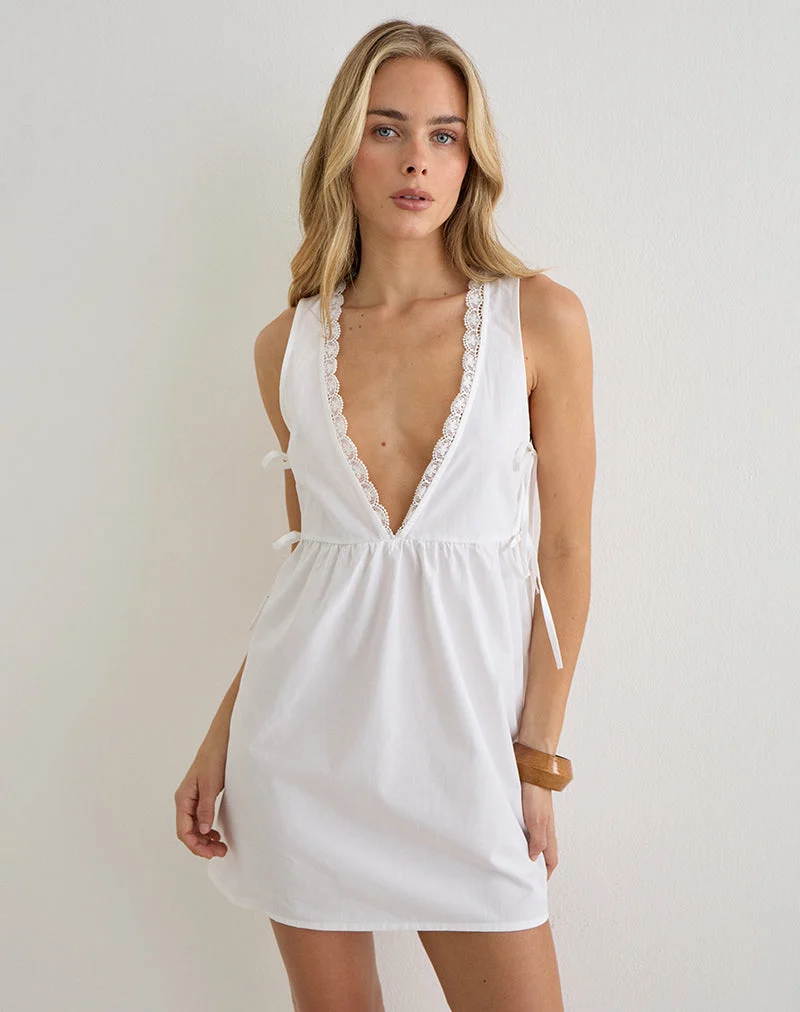 Mini-robe Fatima en popeline blanche