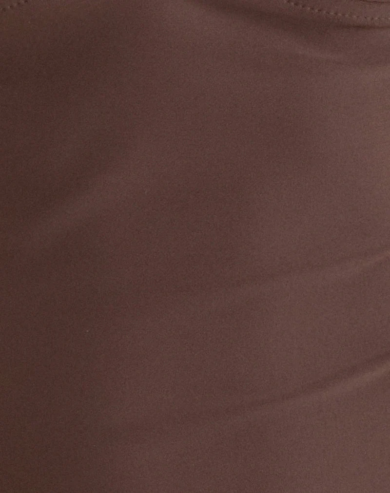 Débardeur Thorin Tankini marron avec bordure bleu turquoise