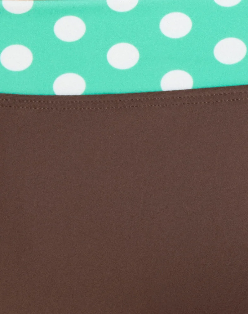 Short de bain Rhaena marron à pois verts de taille moyenne