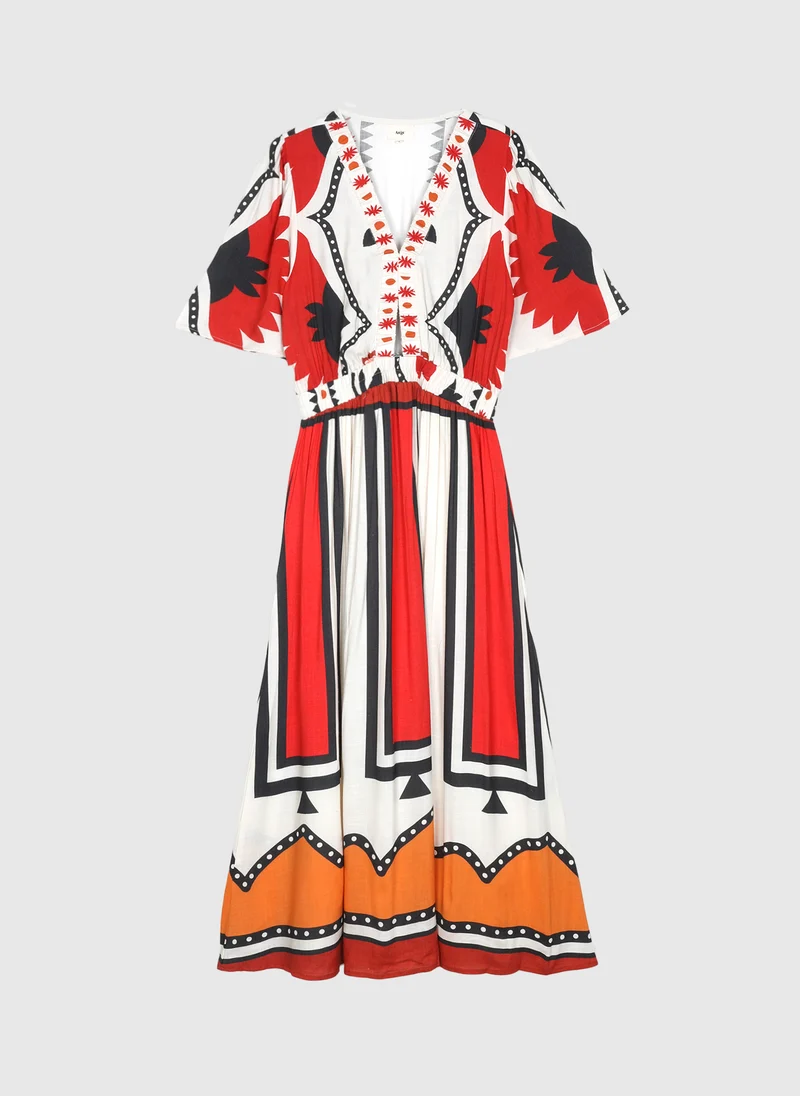 ROBE MIDI ODEMARIA sage ecru