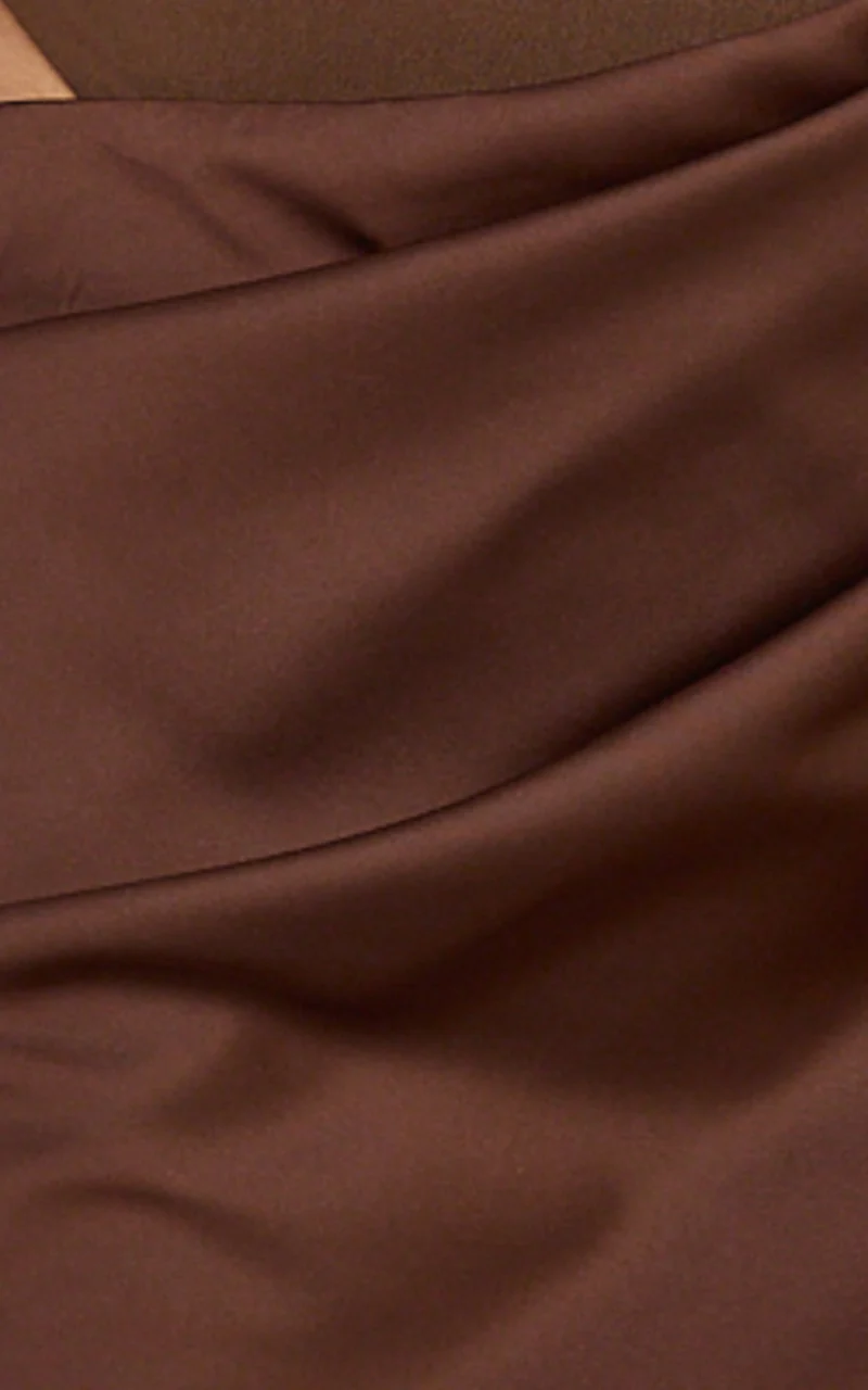 Elodie Mini Dress - Sleeveless Dress Overlay Skirt in Chocolate