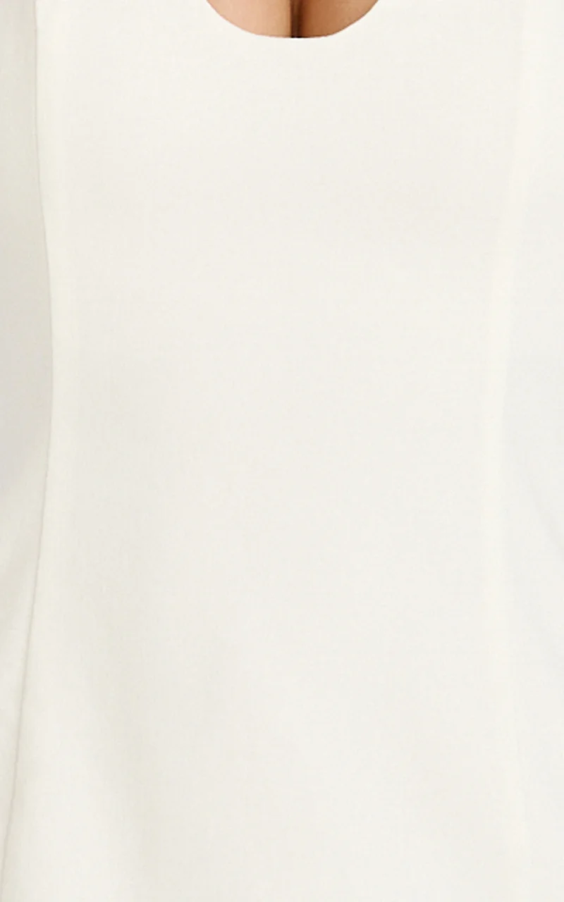 Lux Midi Dress - Front Keyhole Fitted Dress in White