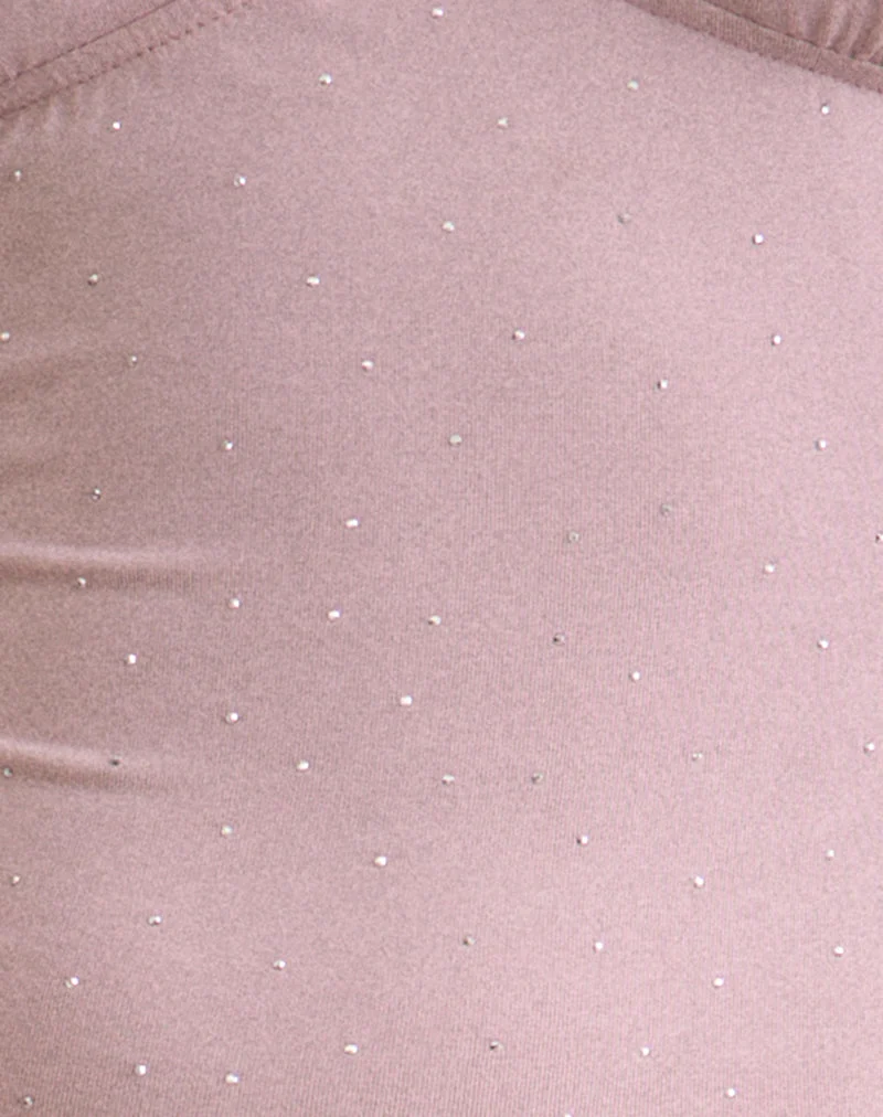 Haut Melika en cupro rose poudré avec strass