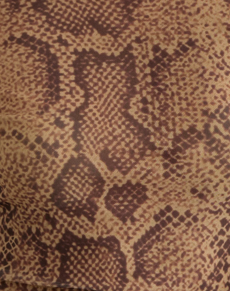 Haut à manches longues Tineko, motif peau de serpent marron