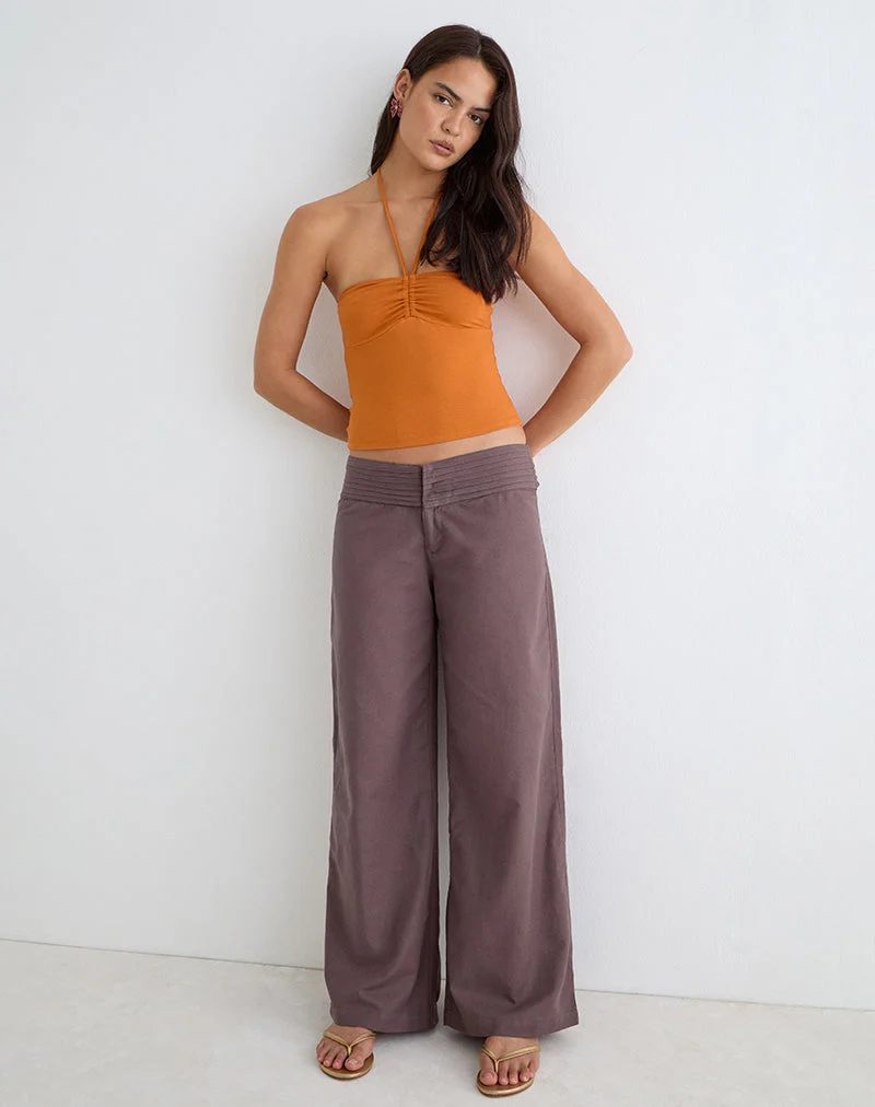 Pantalon Sadasi en lin taupe foncé