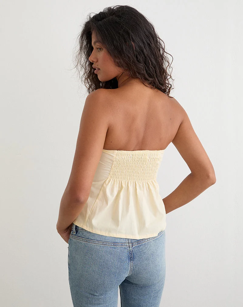 Haut Ahera en popeline couleur « buttermilk » avec broderie « Cherry Blossom »