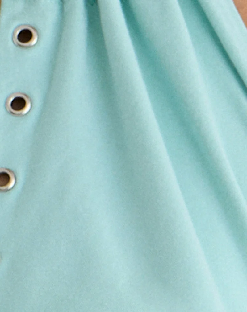 Haut à col roulé Kiri avec œillets, en jersey de rayonne, couleur aqua