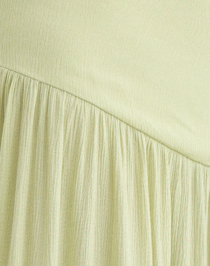 Jupe longue Fang, couleur pistache froissée