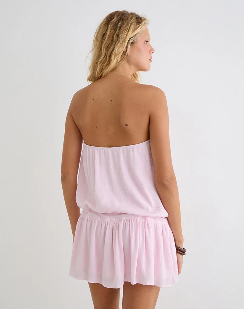 Robe Moka Mini rose pâle froissé