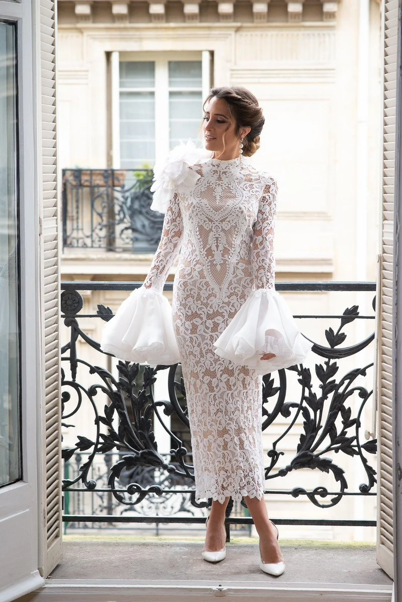 Robe défilé Juana en dentelle blanche