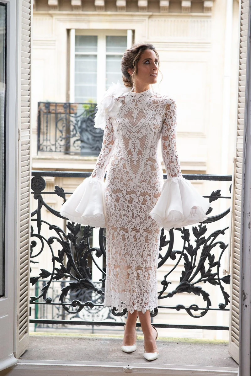 Robe défilé Juana en dentelle blanche
