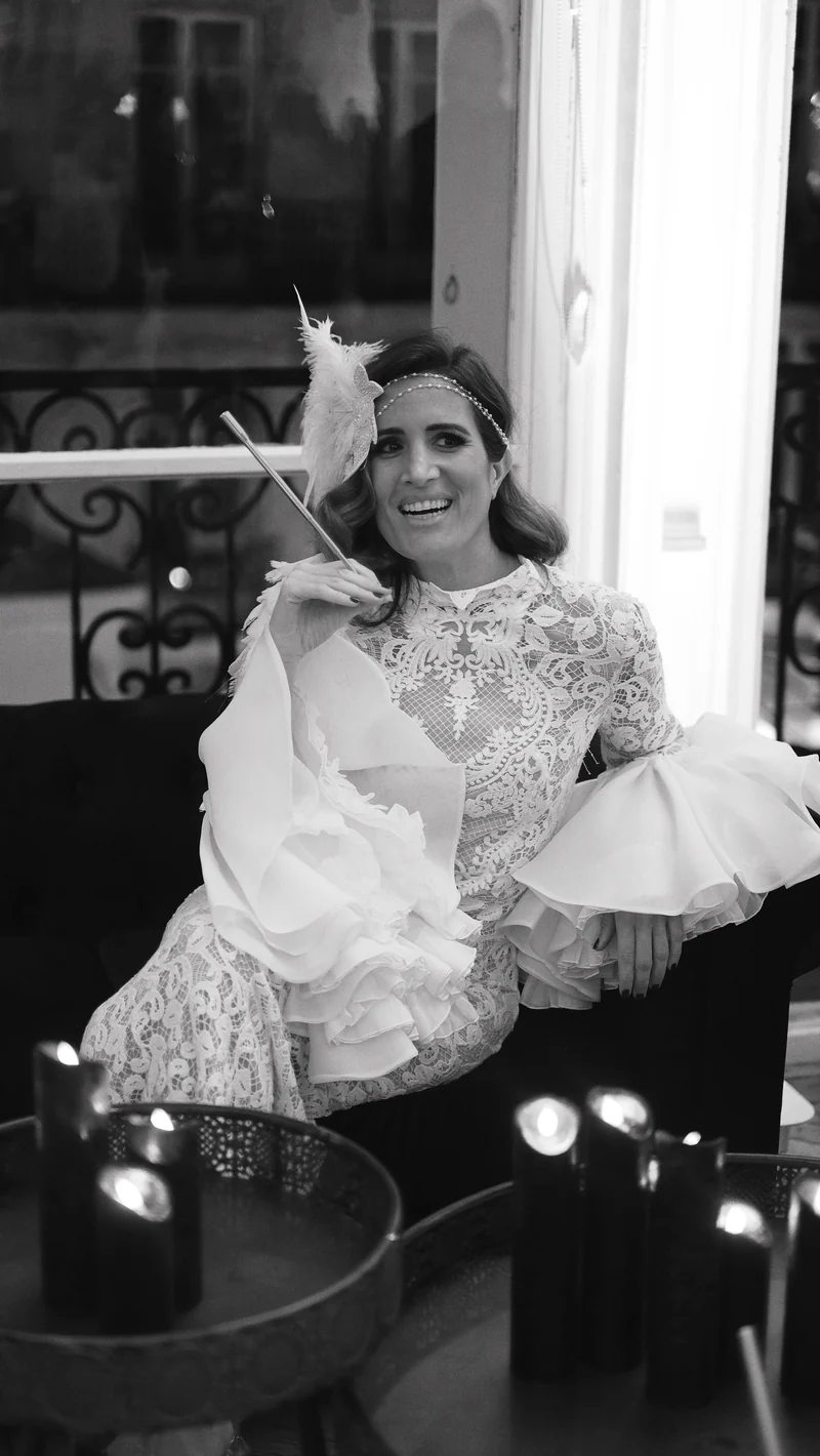 Robe défilé Juana en dentelle blanche