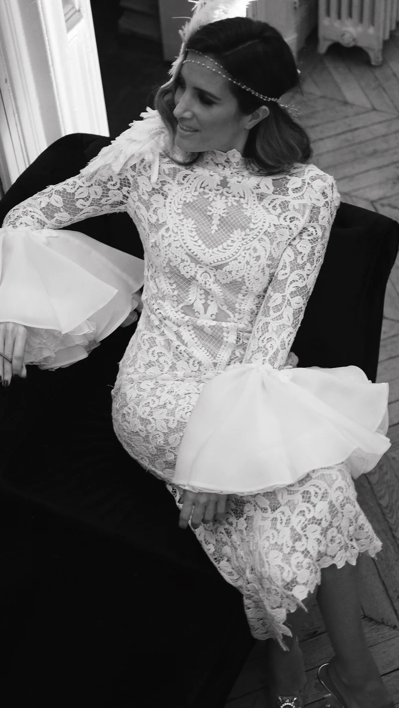 Robe défilé Juana en dentelle blanche