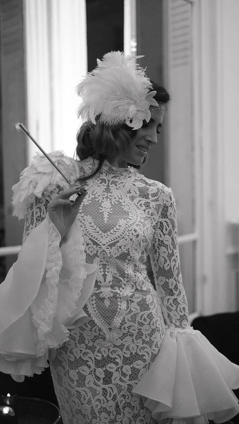 Robe défilé Juana en dentelle blanche